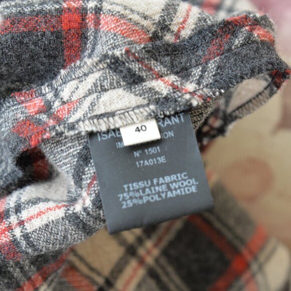 SOLD - NWOT Isabel Marant Etoile Placid Wool Check Tie Skirt Sz 8 - Picture 7 of 7